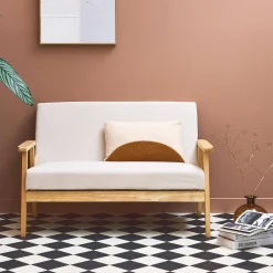 2-Sitzer-Banksofa mit Cord-Bezug, Holzfüße