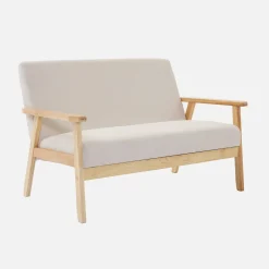 2-Sitzer-Banksofa mit Cord-Bezug, Holzfüße