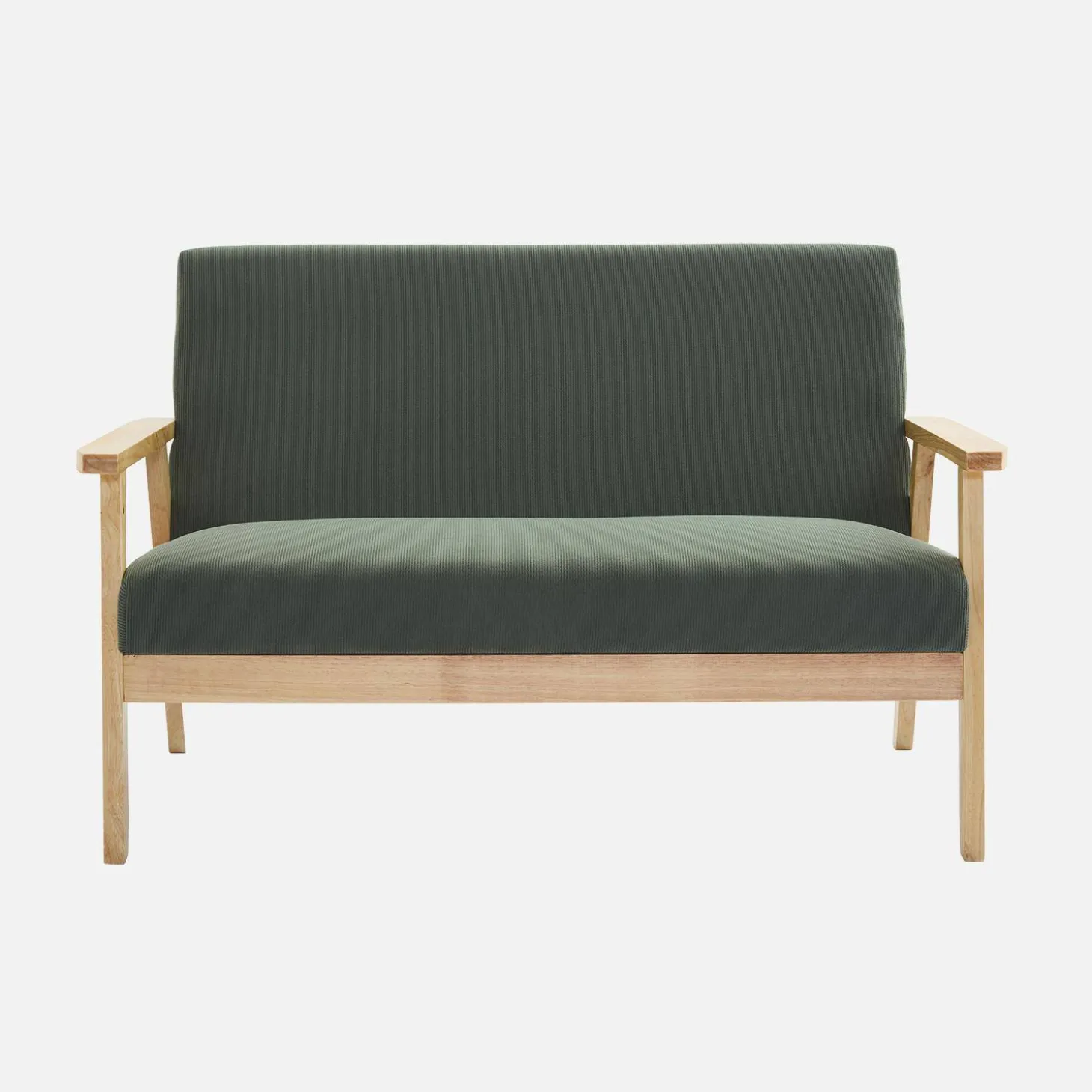 2-Sitzer-Banksofa mit Cord-Bezug, Holzfüße