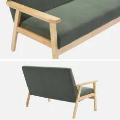 2-Sitzer-Banksofa mit Cord-Bezug, Holzfüße