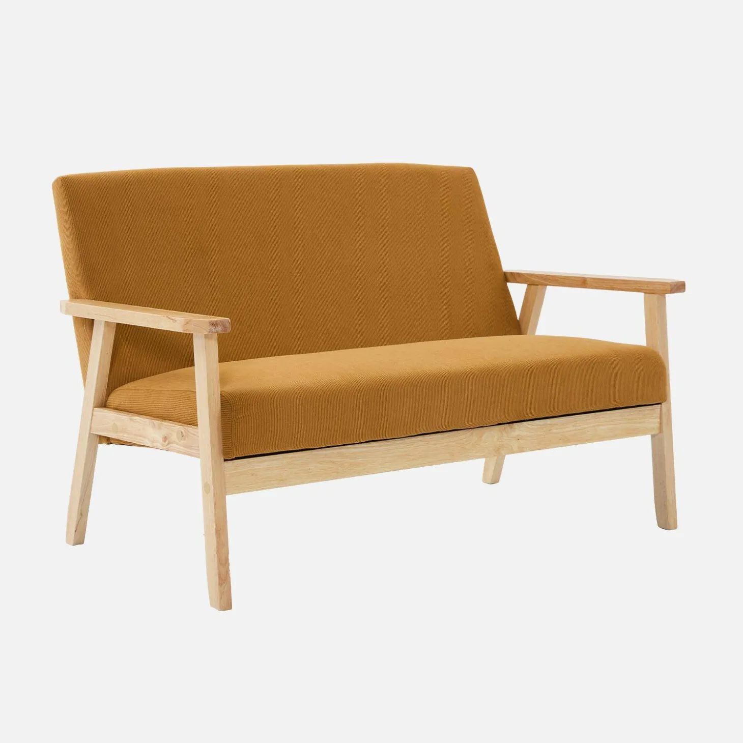 2-Sitzer-Banksofa mit Cord-Bezug, Holzfüße