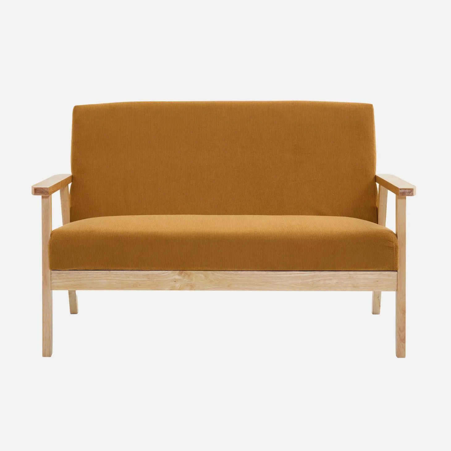 2-Sitzer-Banksofa mit Cord-Bezug, Holzfüße
