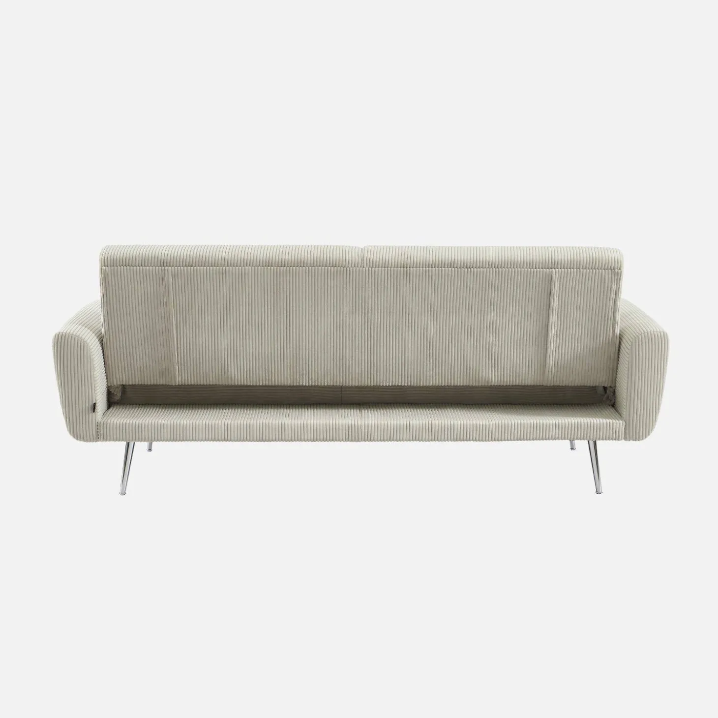 2-3-Sitzer Design-Schlafsofa mit Cordbezug und verchromten Metallfüßen