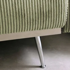 2-3-Sitzer Design-Schlafsofa mit Cordbezug und verchromten Metallfüßen