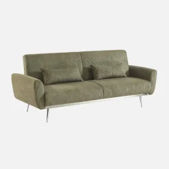 2-3-Sitzer Design-Schlafsofa mit Cordbezug und verchromten Metallfüßen