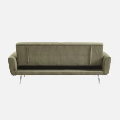2-3-Sitzer Design-Schlafsofa mit Cordbezug und verchromten Metallfüßen