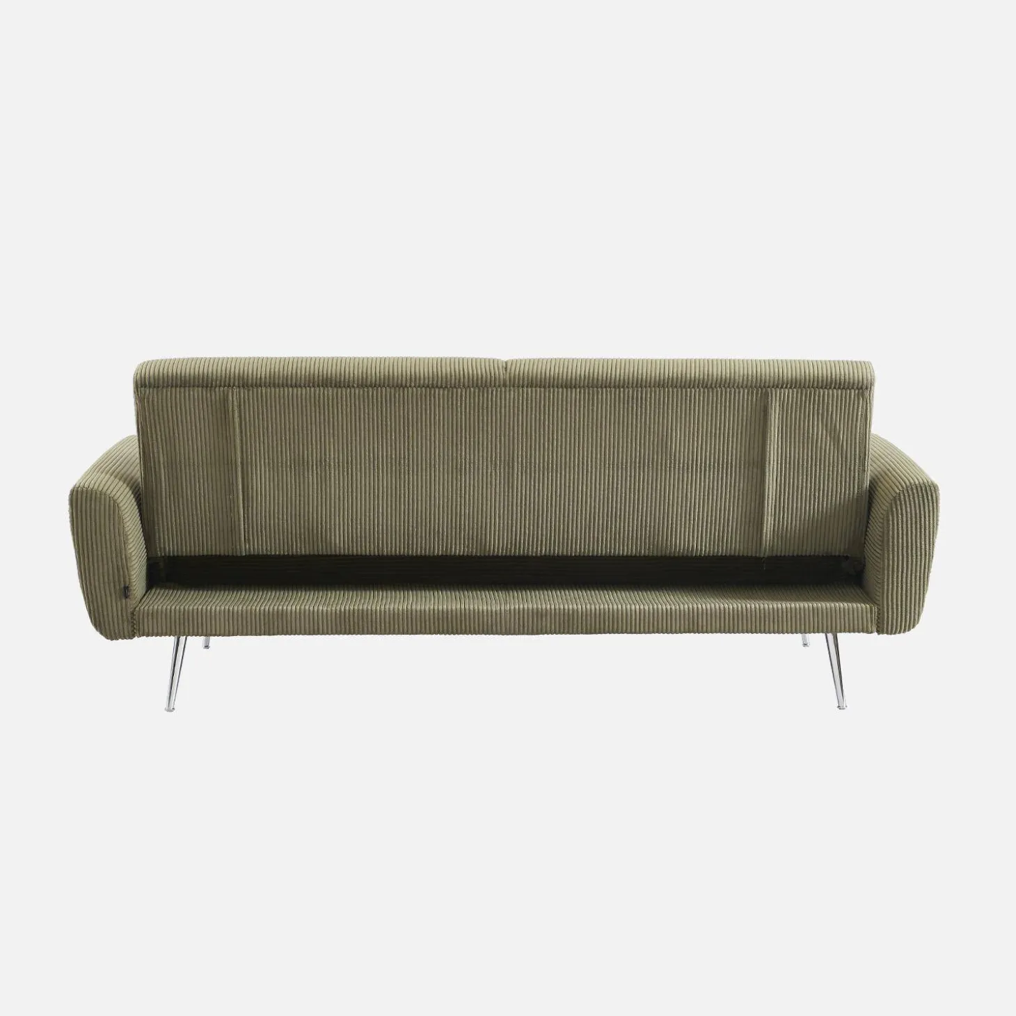 2-3-Sitzer Design-Schlafsofa mit Cordbezug und verchromten Metallfüßen