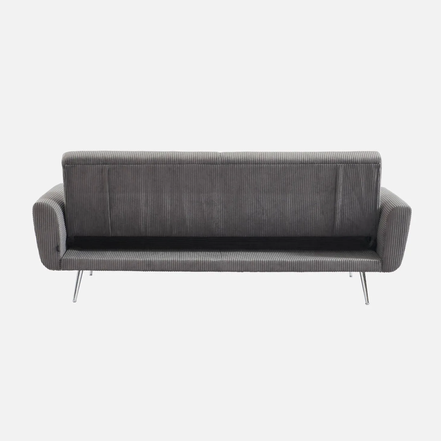 2-3-Sitzer Design-Schlafsofa mit Cordbezug und verchromten Metallfüßen