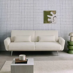 2-3-Sitzer Design-Schlafsofa mit Cordbezug und verchromten Metallfüßen