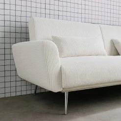 2-3-Sitzer Design-Schlafsofa mit Cordbezug und verchromten Metallfüßen