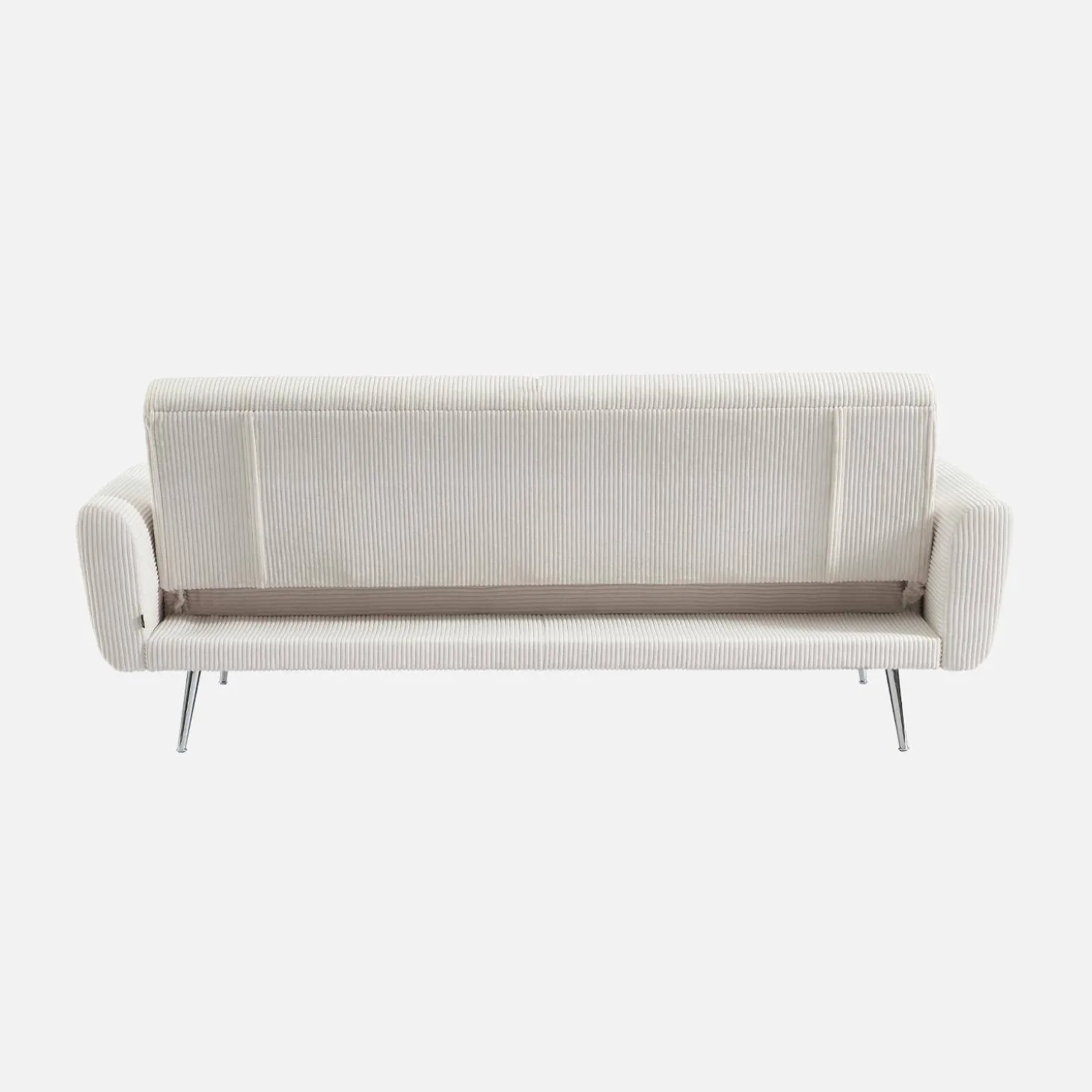 2-3-Sitzer Design-Schlafsofa mit Cordbezug und verchromten Metallfüßen