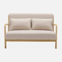 2-Sitzer Design-Sitzbank aus Holz mit Stoffbezug