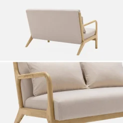 2-Sitzer Design-Sitzbank aus Holz mit Stoffbezug