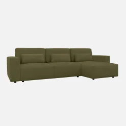 3-Sitzer Ecksofa mit Chenille-Bezug und Schlaffunktion, Recamiere beidseitig montierbar