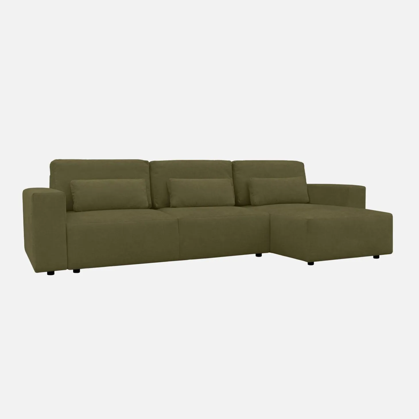 3-Sitzer Ecksofa mit Chenille-Bezug und Schlaffunktion, Recamiere beidseitig montierbar