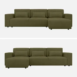3-Sitzer Ecksofa mit Chenille-Bezug und Schlaffunktion, Recamiere beidseitig montierbar