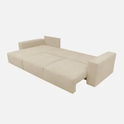 3-Sitzer Ecksofa mit Chenille-Bezug und Schlaffunktion, Recamiere beidseitig montierbar
