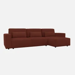 3-Sitzer Ecksofa mit Chenille-Bezug und Schlaffunktion, Recamiere beidseitig montierbar