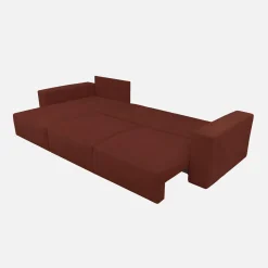 3-Sitzer Ecksofa mit Chenille-Bezug und Schlaffunktion, Recamiere beidseitig montierbar