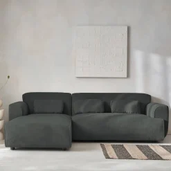 2-3-Sitzer Ecksofa mit Cordbezug, Recamiere links