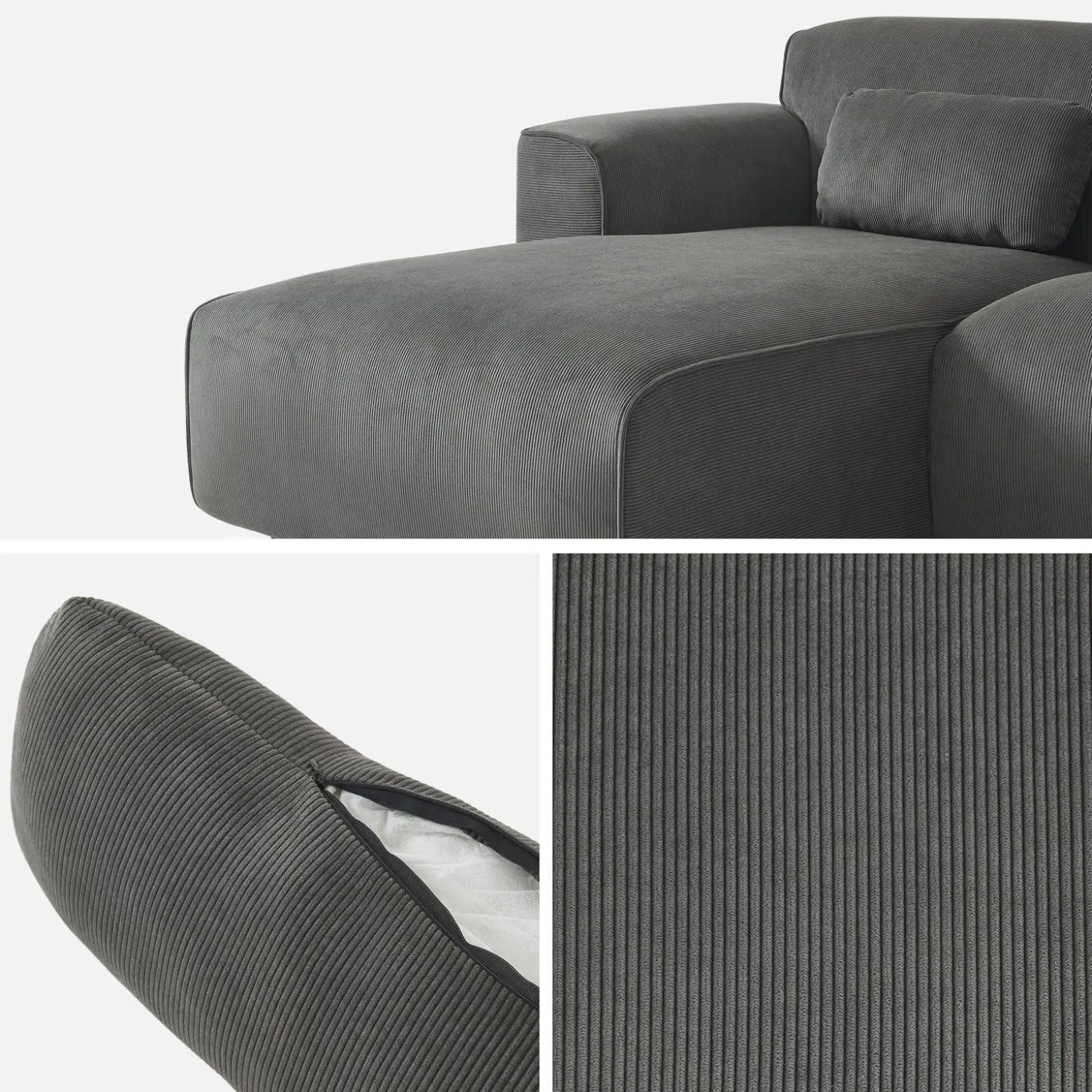 2-3-Sitzer Ecksofa mit Cordbezug, Recamiere links