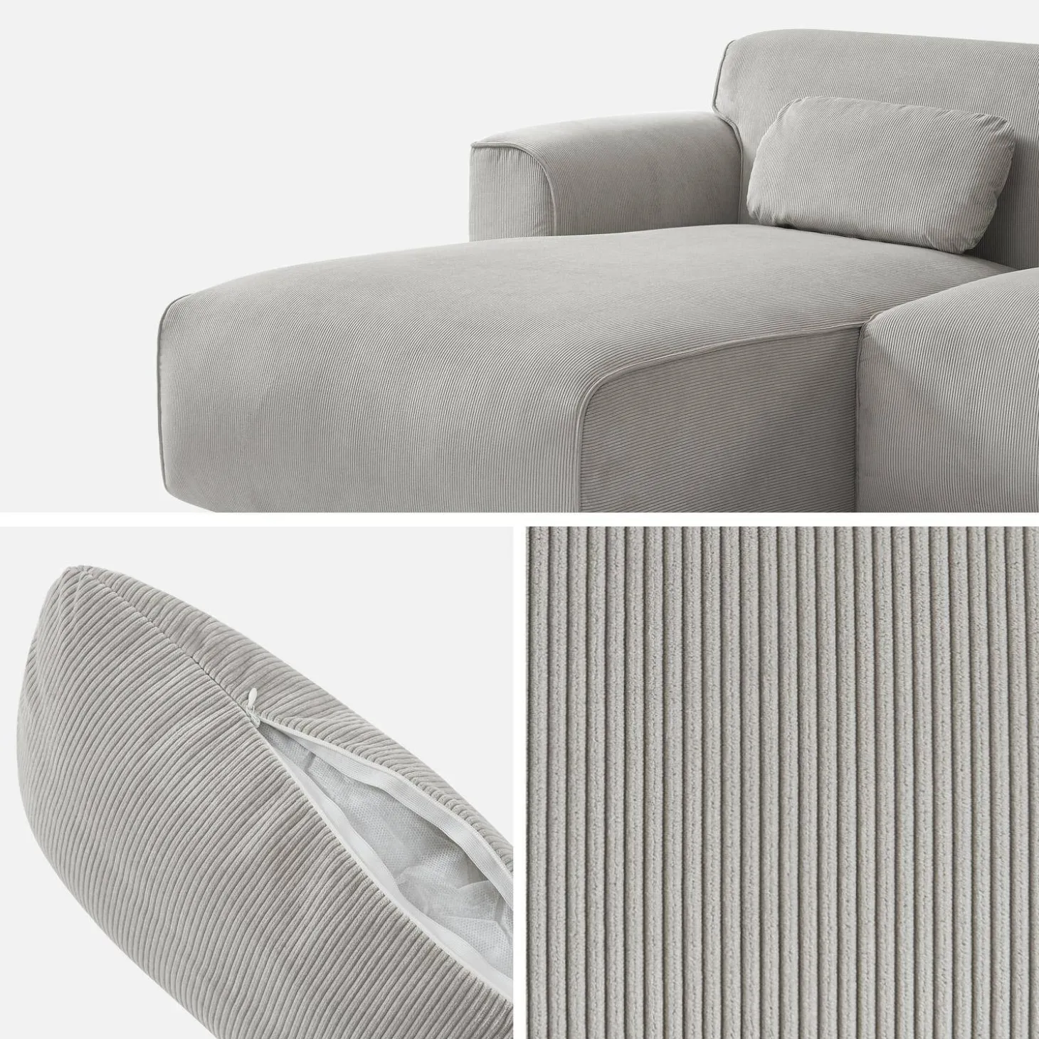 2-3-Sitzer Ecksofa mit Cordbezug, Recamiere links