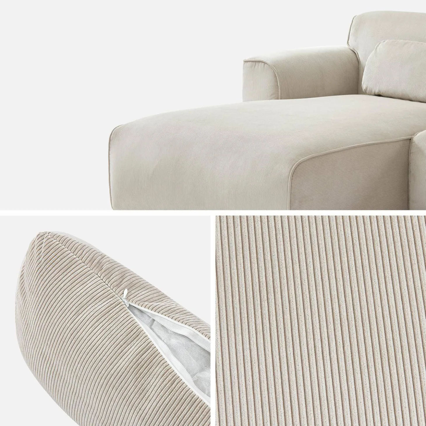 2-3-Sitzer Ecksofa mit Cordbezug, Recamiere links