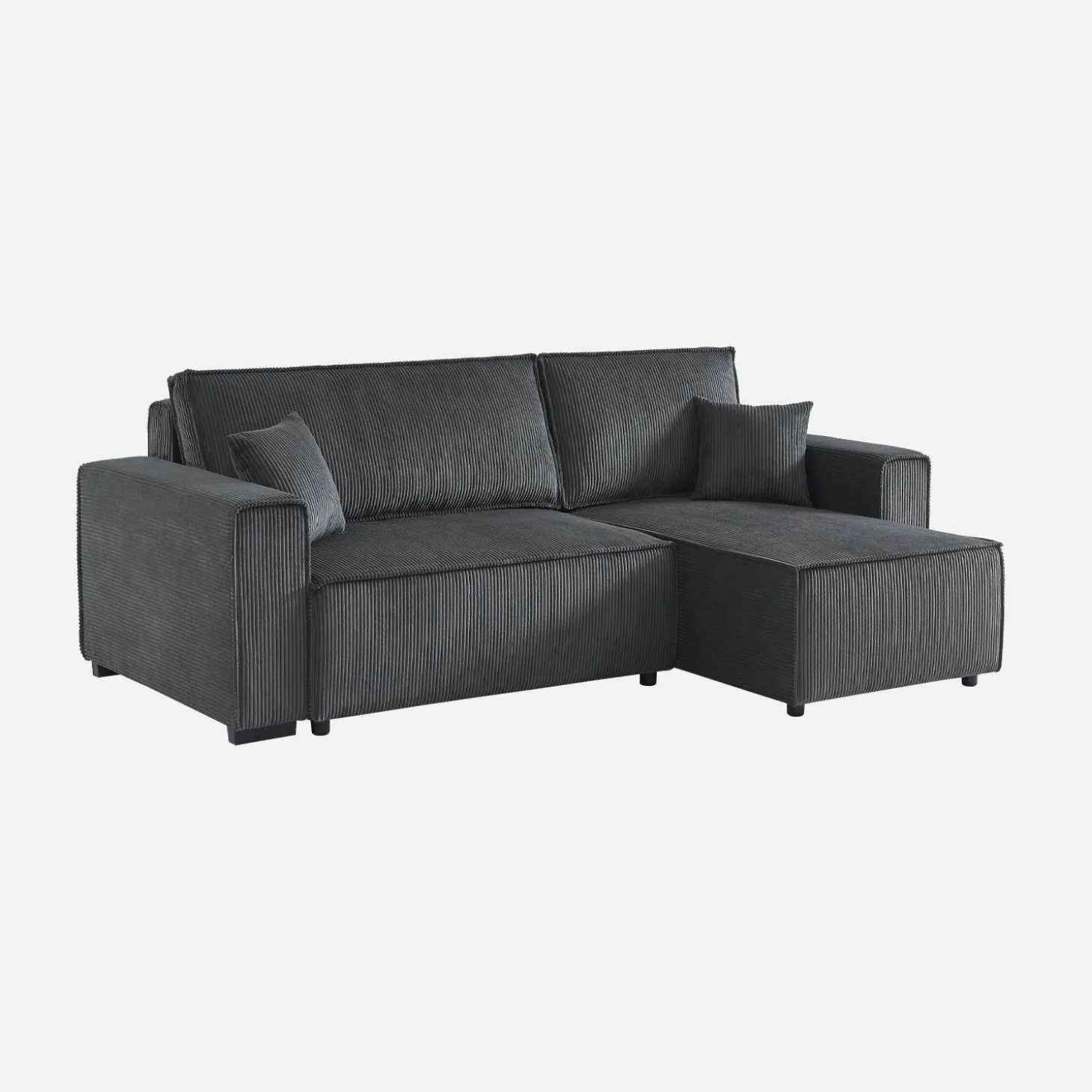 3-Sitzer-Ecksofa mit Cordbezug und beidseitig montierbarer Recamiere
