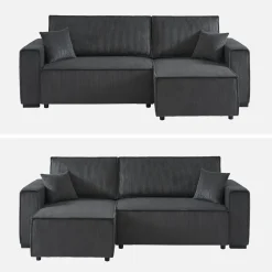 3-Sitzer-Ecksofa mit Cordbezug und beidseitig montierbarer Recamiere