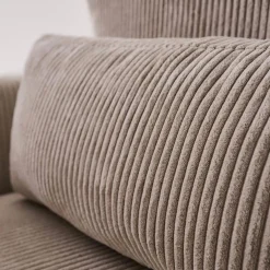 5-Sitzer Ecksofa mit Cordbezug und Schlaffunktion, Recamiere beidseitig montierbar