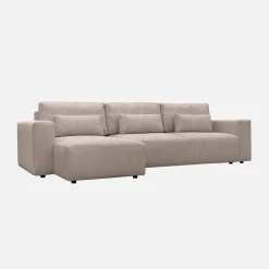 5-Sitzer Ecksofa mit Cordbezug und Schlaffunktion, Recamiere beidseitig montierbar