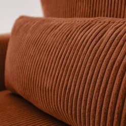 5-Sitzer Ecksofa mit Cordbezug und Schlaffunktion, Recamiere beidseitig montierbar