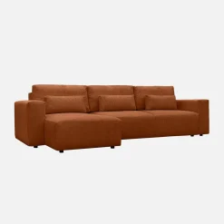 5-Sitzer Ecksofa mit Cordbezug und Schlaffunktion, Recamiere beidseitig montierbar