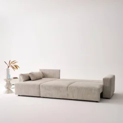 5-Sitzer Ecksofa mit Cordbezug und Schlaffunktion, Recamiere beidseitig montierbar