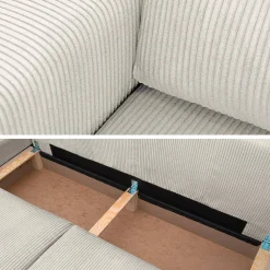 5-Sitzer Ecksofa mit Cordbezug und Schlaffunktion, Recamiere beidseitig montierbar
