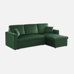 3-Sitzer Ecksofa mit Samtbezug und Schlaffunktion