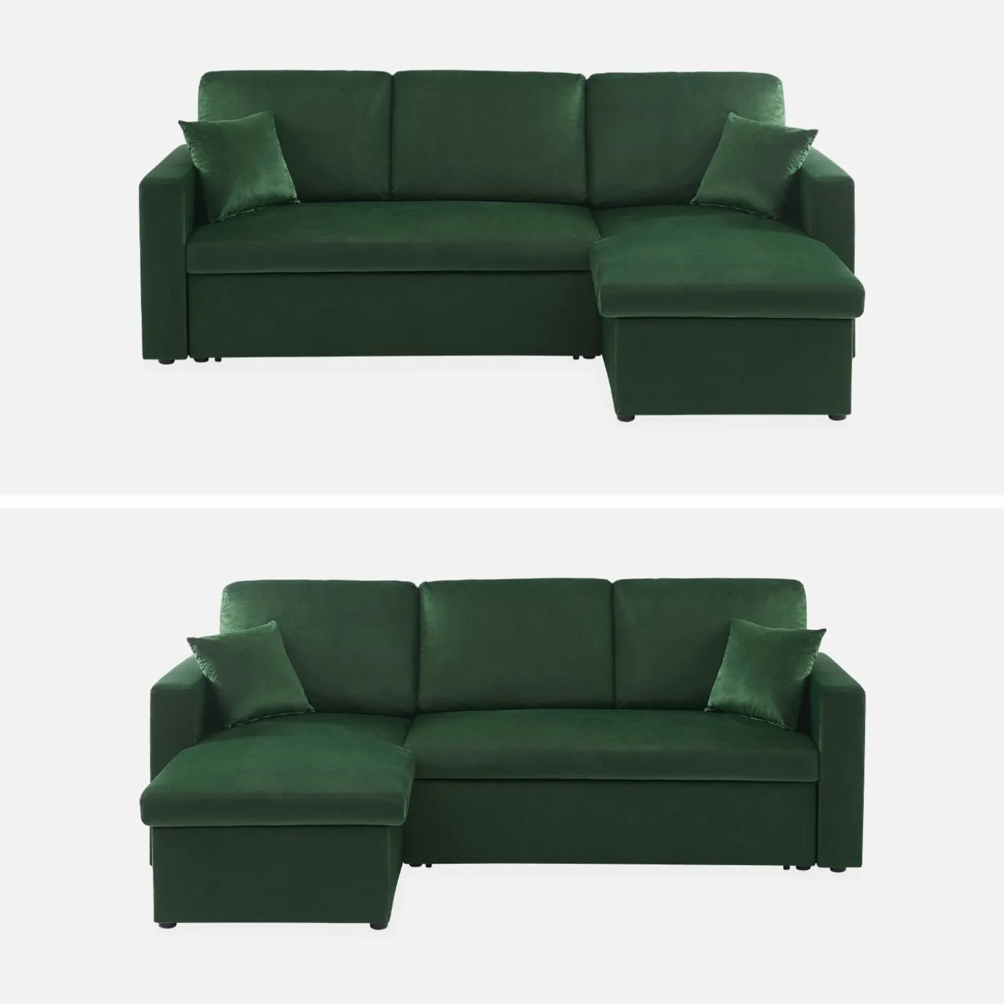 3-Sitzer Ecksofa mit Samtbezug und Schlaffunktion