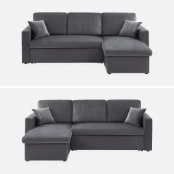 3-Sitzer Ecksofa mit Samtbezug und Schlaffunktion