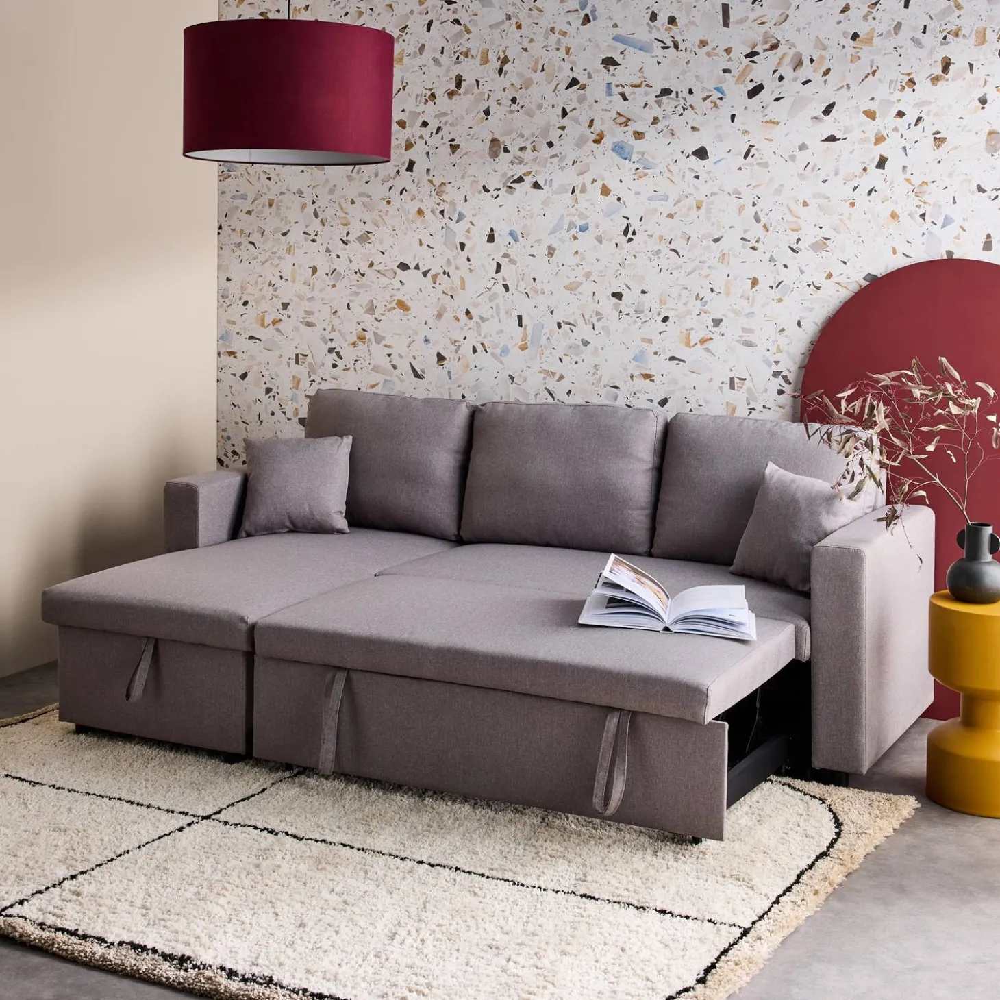 3-Sitzer-Ecksofa, mit Schlaffunktion, Recamiere beidseitig montierbar