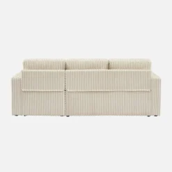 3-Sitzer Ecksofa mit Schlaffunktion und breit geripptem Bezug mit Fell-Optik