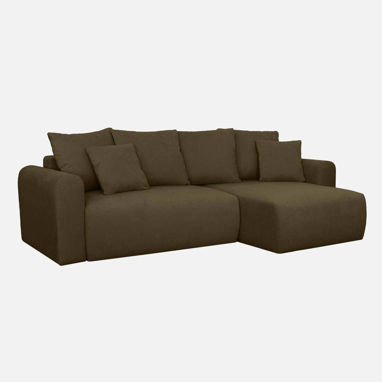 3-Sitzer Ecksofa mit Schlaffunktion und Chenille-Bezug, Recamiere beidseitig montierbar
