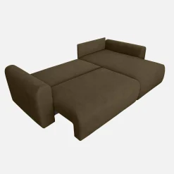 3-Sitzer Ecksofa mit Schlaffunktion und Chenille-Bezug, Recamiere beidseitig montierbar