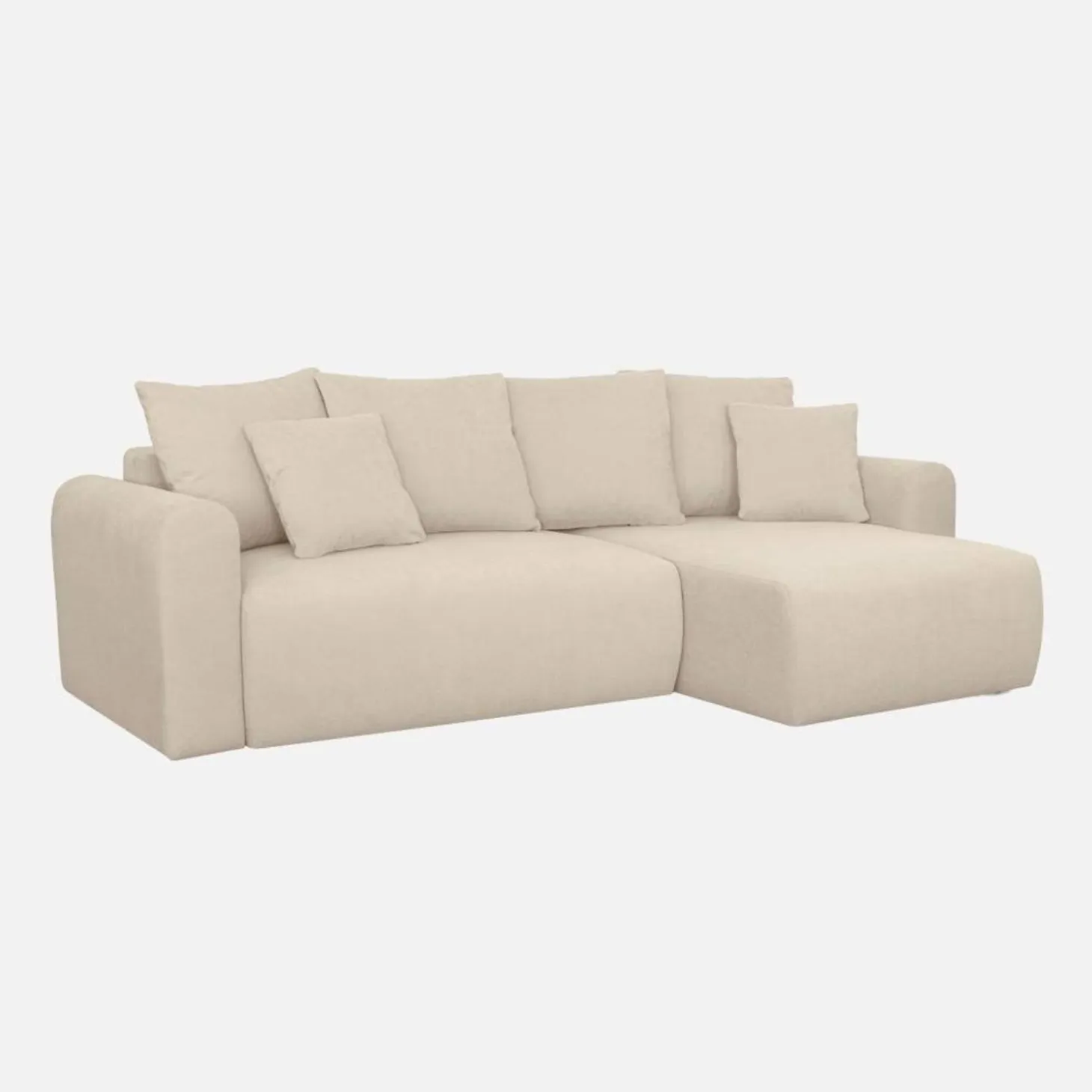 3-Sitzer Ecksofa mit Schlaffunktion und Chenille-Bezug, Recamiere beidseitig montierbar