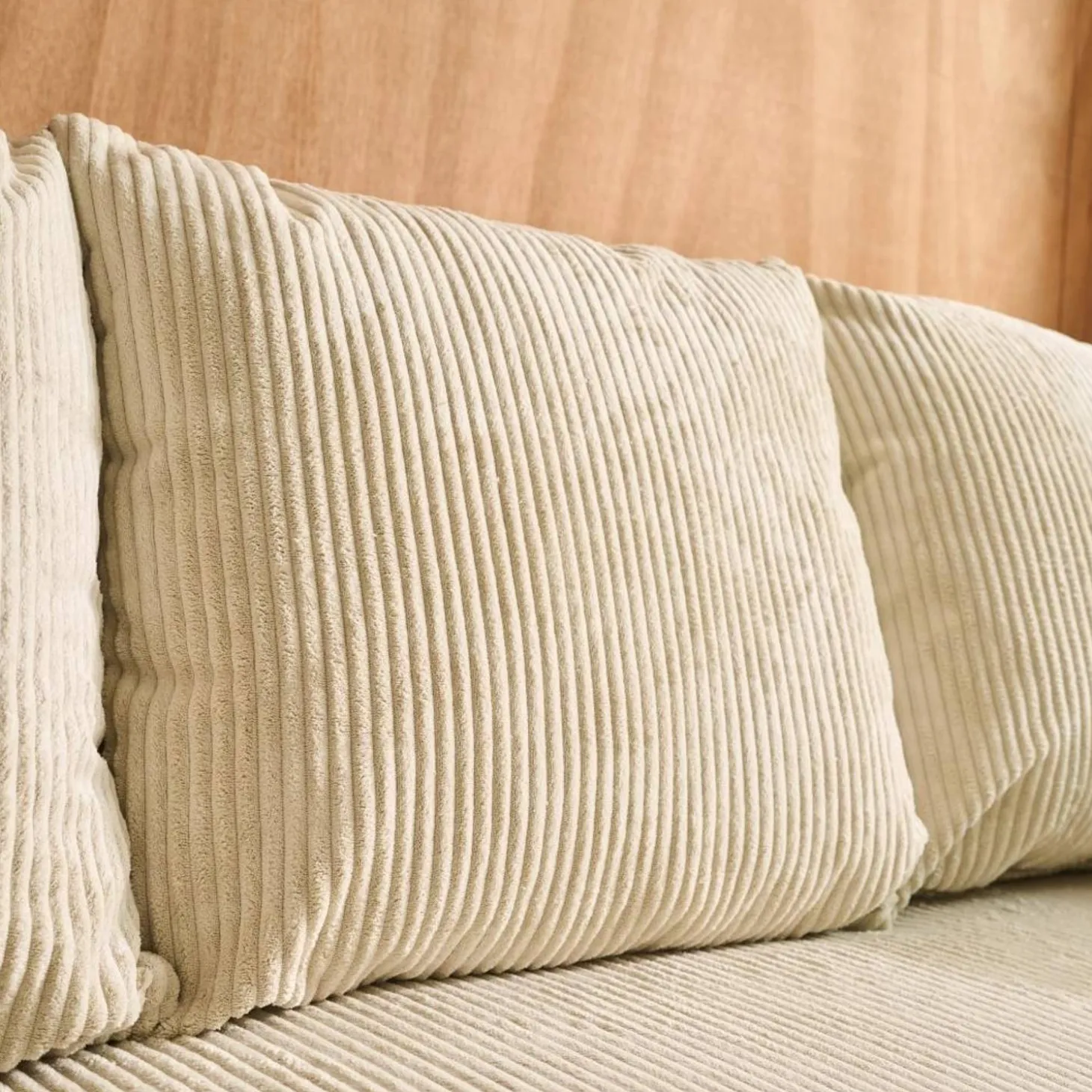 3-Sitzer Ecksofa mit Schlaffunktion und Cordbezug, Recamiere beidseitig montierbar