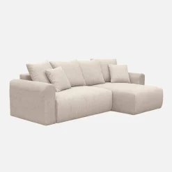 3-Sitzer Ecksofa mit Schlaffunktion und Cordbezug, Recamiere beidseitig montierbar