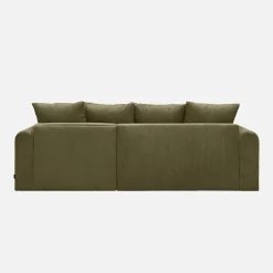 3-Sitzer Ecksofa mit Schlaffunktion und Cordbezug, Recamiere beidseitig montierbar