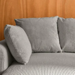3-Sitzer Ecksofa mit Schlaffunktion und Cordbezug, Recamiere beidseitig montierbar
