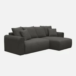3-Sitzer Ecksofa mit Schlaffunktion und Cordbezug, Recamiere beidseitig montierbar