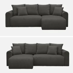 3-Sitzer Ecksofa mit Schlaffunktion und Cordbezug, Recamiere beidseitig montierbar
