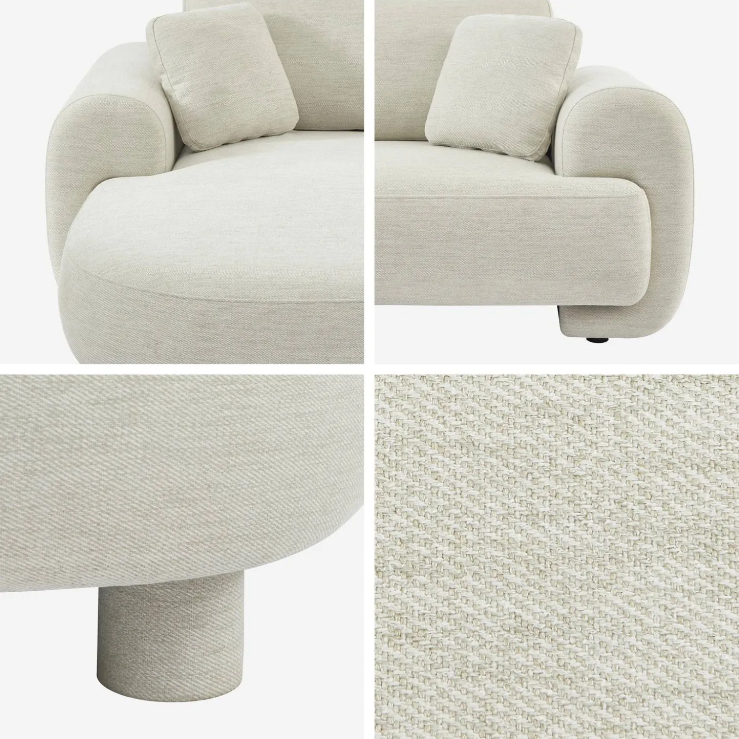 3-Sitzer Ecksofa mit Stoffbezug und runden Füßen, Recamiere links